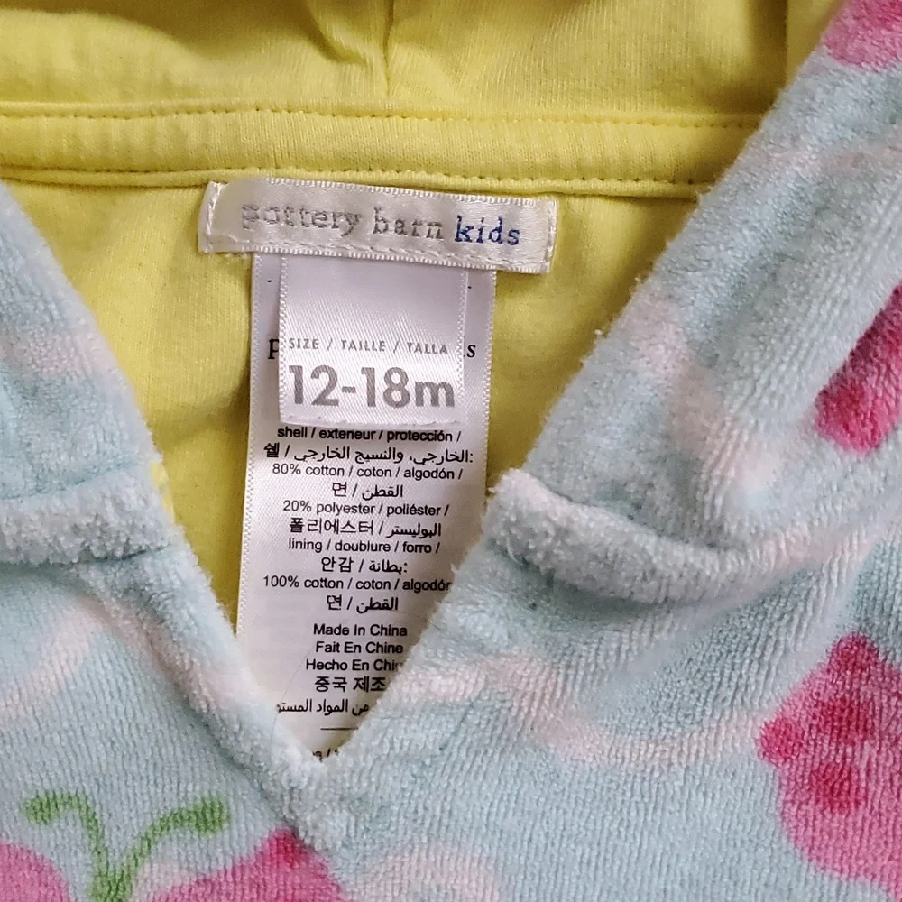 Pottery Barn Kids Baby Girl Terry Hooded Swim Cover-up Sz12-18m